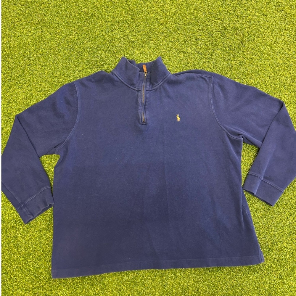 Polo Ralph Lauren Estate Rib Quarter Zip Pullover Navy Blue XL